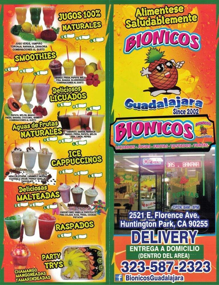 Bionicos Guadalajara - Huntington Park, CA menu_pic