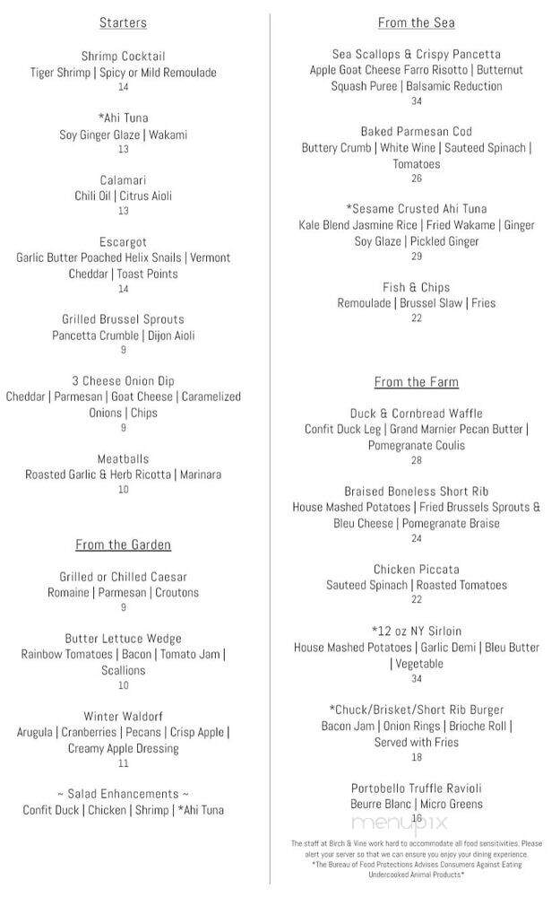 Birches Grill - Gorham, NH menu_pic