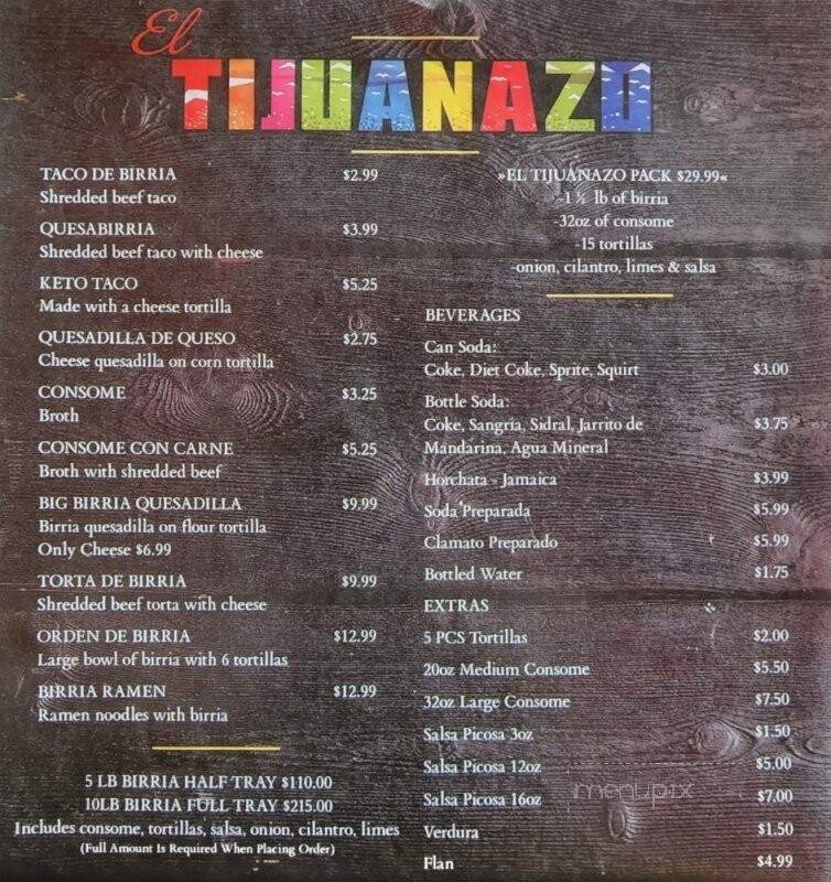 Birria El Tijuanazo - Riverside, CA menu_pic