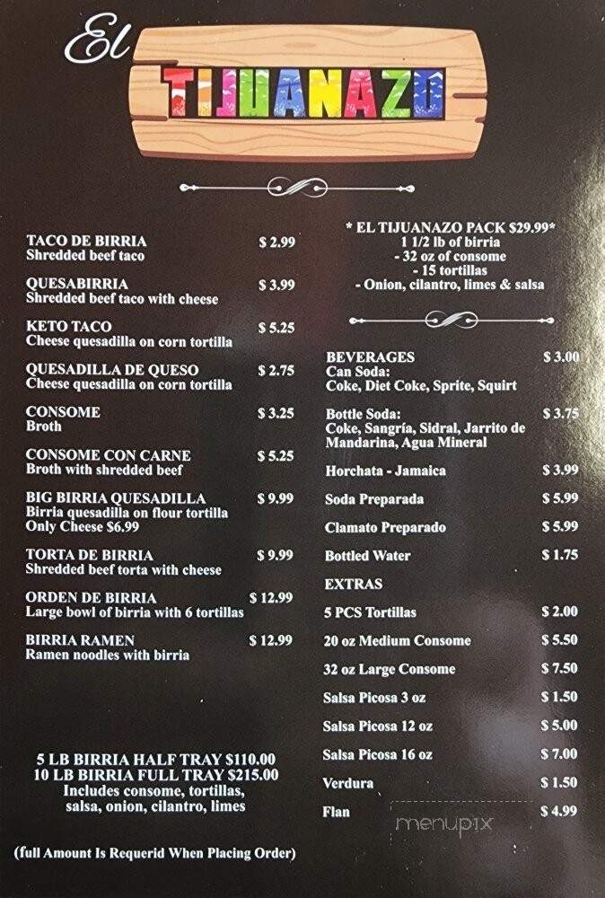 Birria El Tijuanazo - Riverside, CA menu_pic