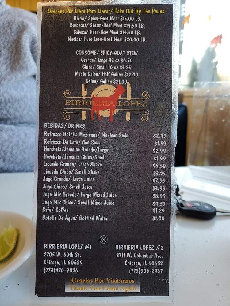 Birrieria Lopez - Chicago, IL menu_pic