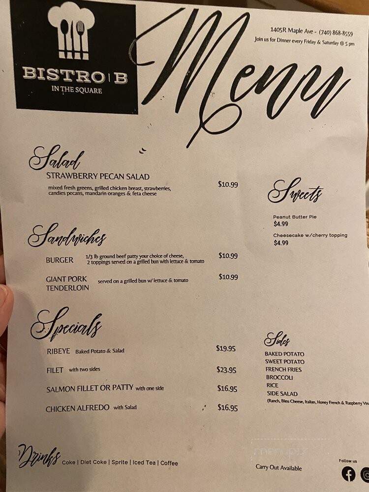 Bistro B in the Square - Zanesville, OH menu_pic