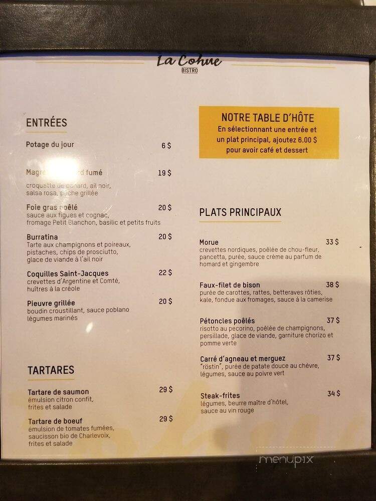 Bistro La Cohue - Quebec, QC menu_pic
