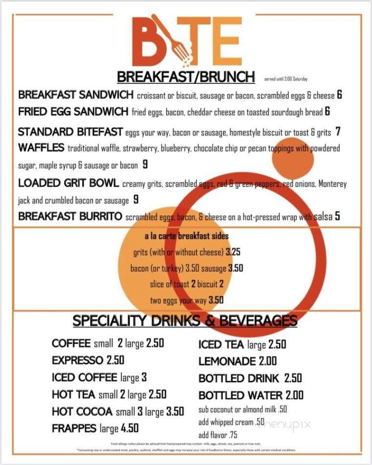 Bite Cafe - Birmingham, AL menu_pic