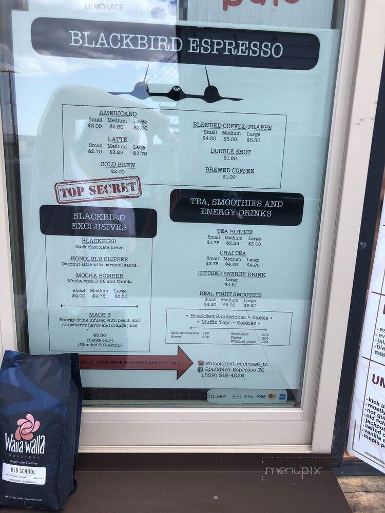 Blackbird Espresso - Pasco, WA menu_pic