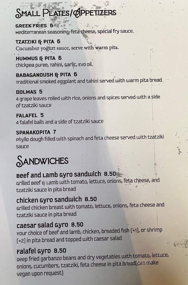 Menu of Black Olive Mediterranean Cuisine in Everett, WA 98201
