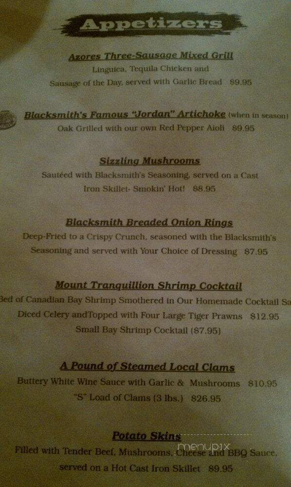 Blackmsith Steakhouse - Lompoc, CA menu_pic