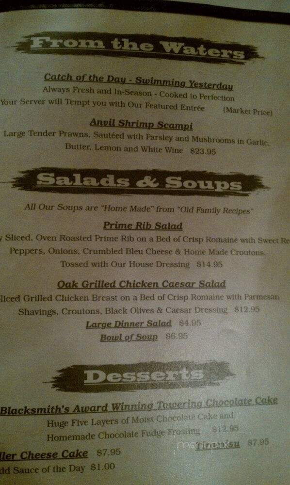 Blackmsith Steakhouse - Lompoc, CA menu_pic