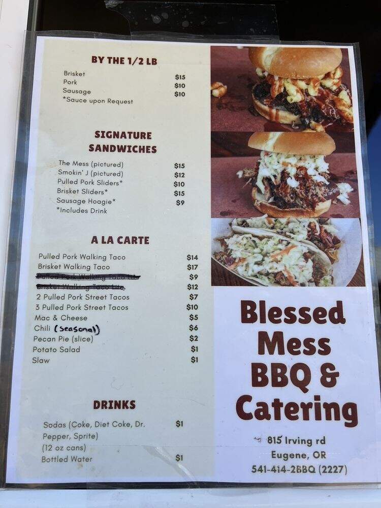 Blessed Mess BBQ - Eugene, OR menu_pic