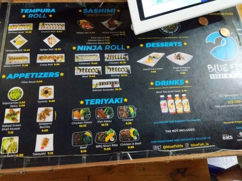 Blue Fish Sushi and Teriyaki - Huntington Park, CA menu_pic
