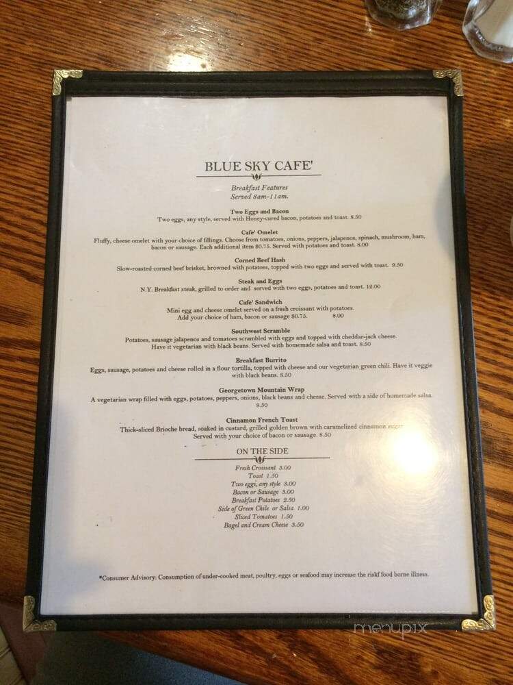 Blue Sky Cafe - Gerogetown, CO menu_pic