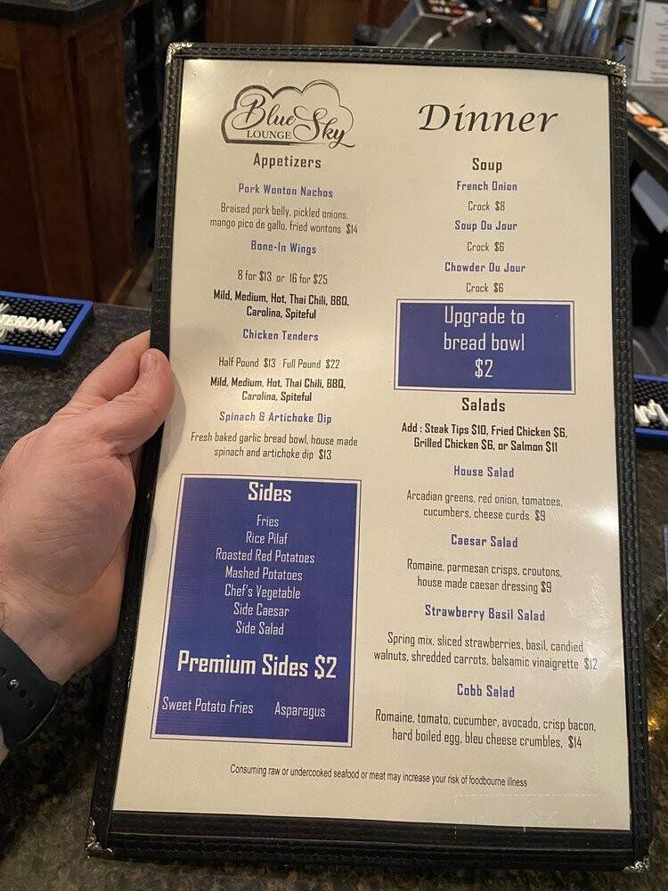 Blue Sky Lounge - Bangor, ME menu_pic