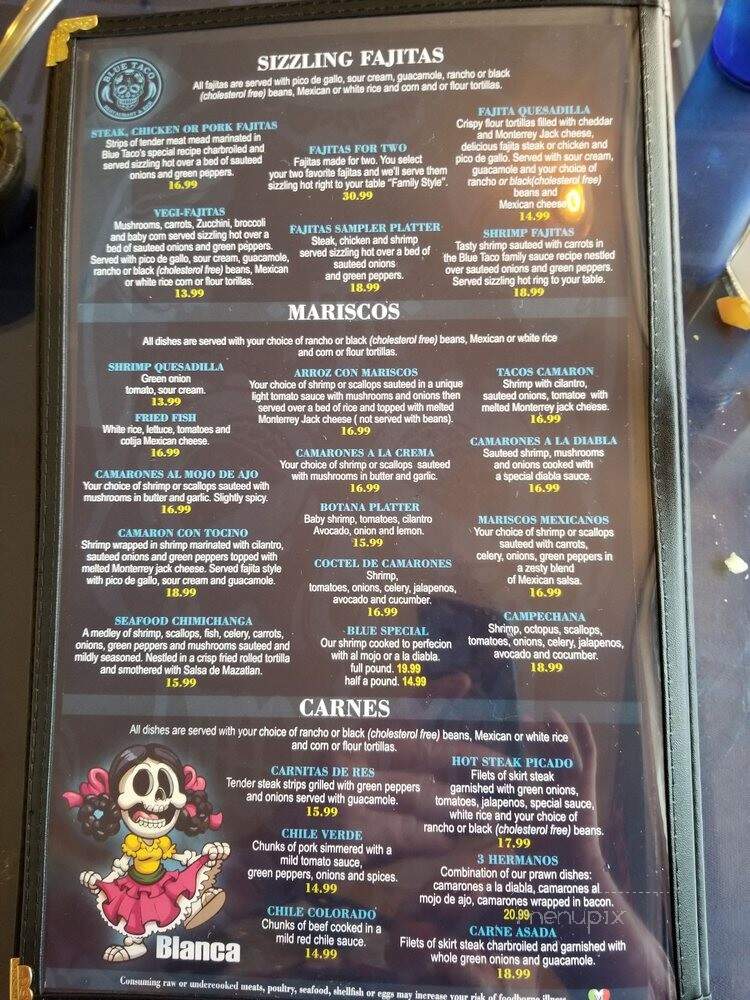 Blue Taco Restaurant and Bar - Mount Vernon, WA menu_pic