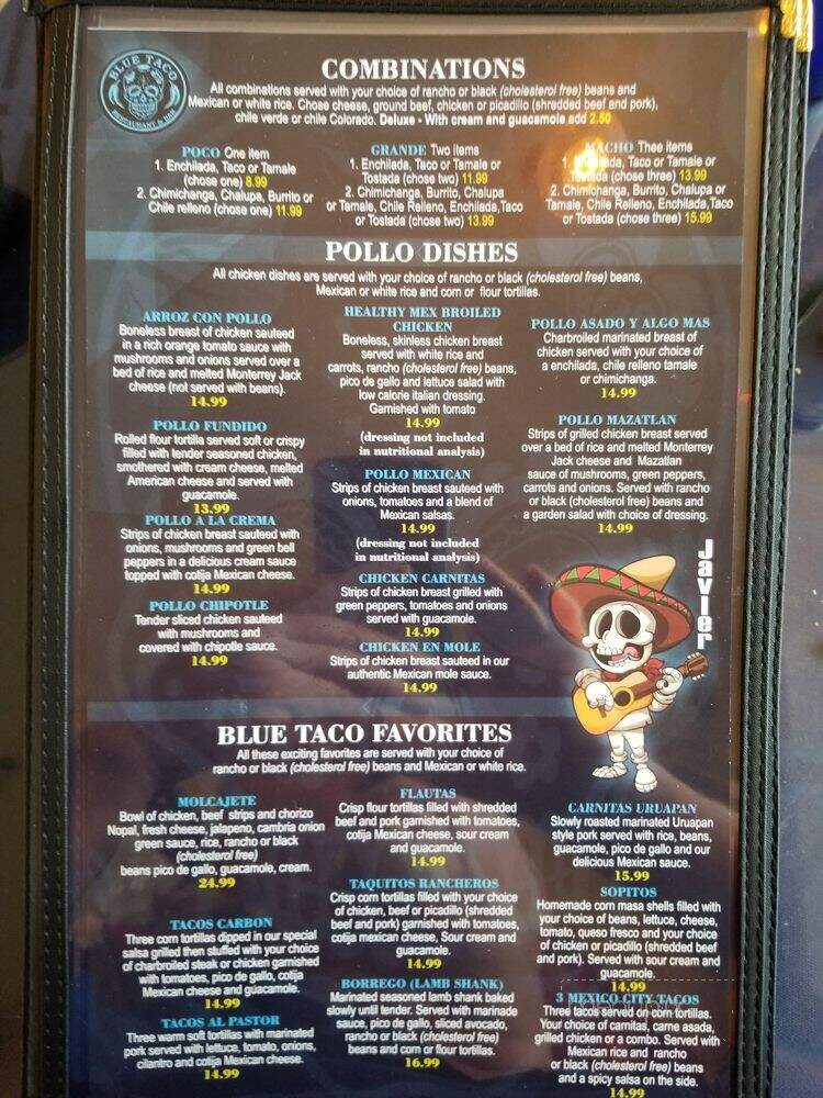 Blue Taco Restaurant and Bar - Mount Vernon, WA menu_pic