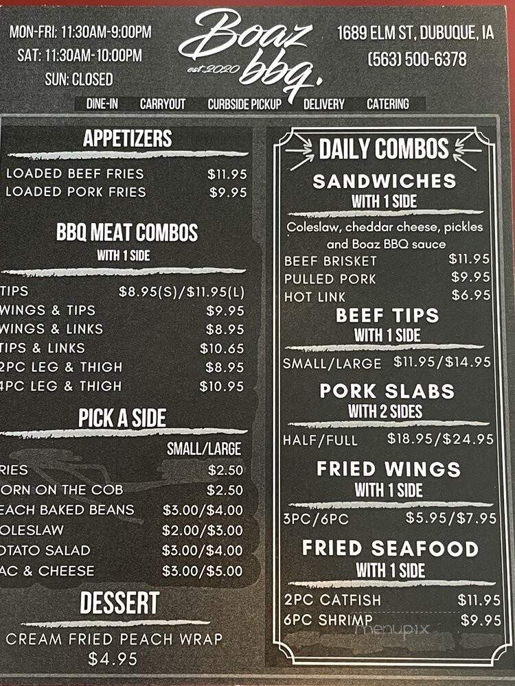 Boaz BBQ - Dubuque, IA menu_pic