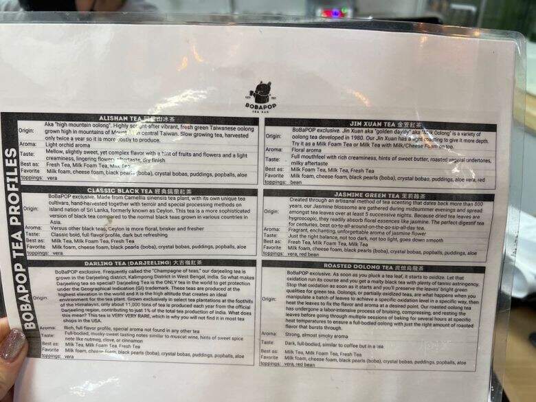 Bobapop Tea Bar - Glendale, CA menu_pic