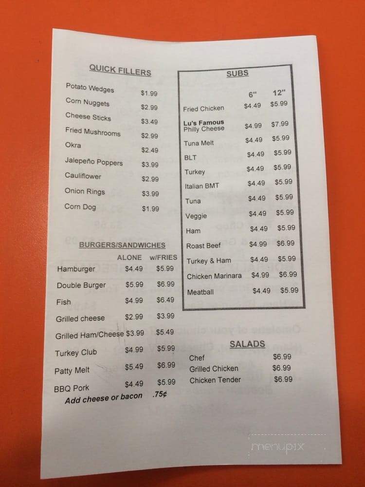 Bobbalu's Subs & Sandwiches - Inglis, FL menu_pic
