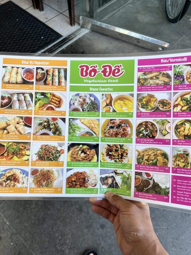 Bo De Vegetarian Food - Garden Grove, CA menu_pic