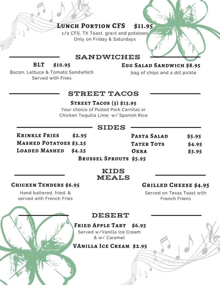 Bohannons Ranch Bar & Grill - Fort Worth, TX menu_pic