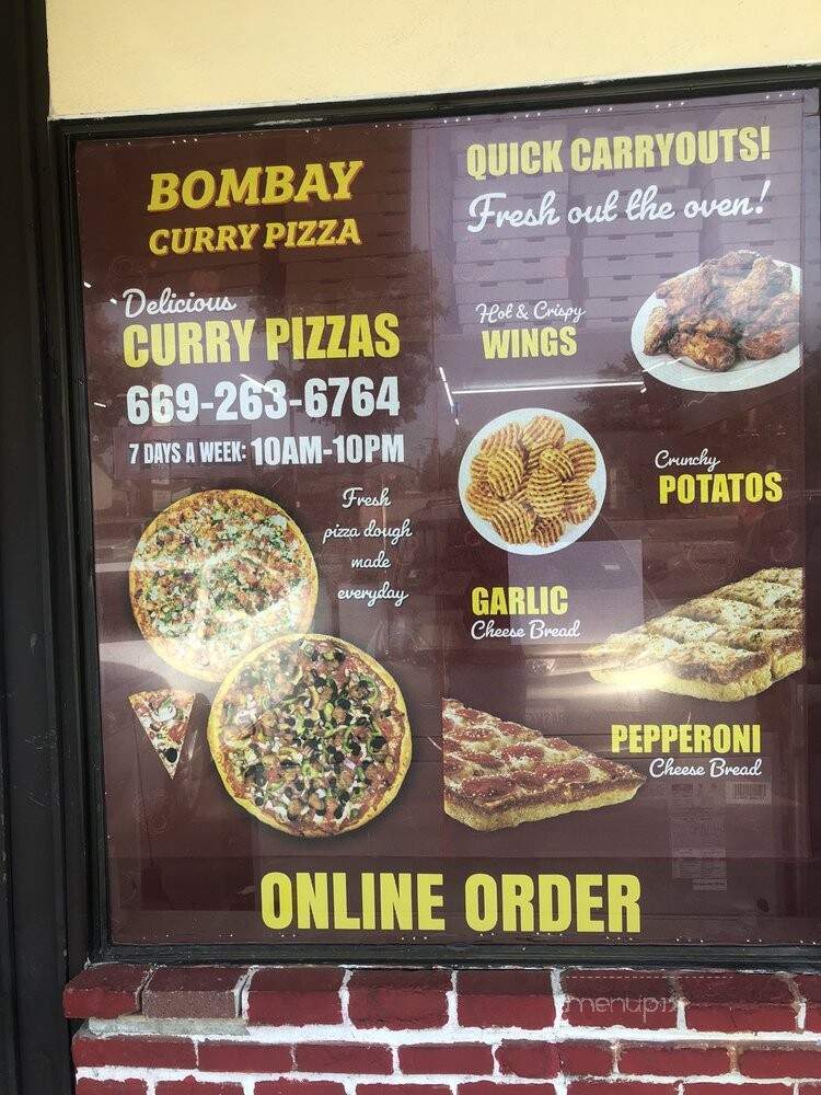 Bombay Curry Pizza - San Jose, CA menu_pic