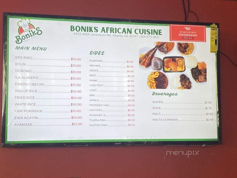 Boniks African Cuisine - Forest Park, GA menu_pic