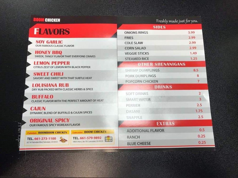 Boom Chicken - Lancaster, CA menu_pic