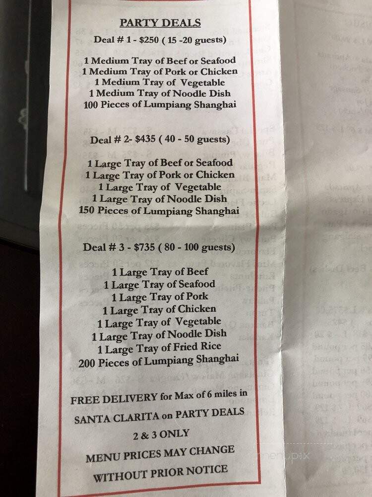 Boracay Island Restaurant - Santa Clarita, CA menu_pic