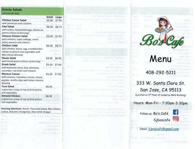 Bo's Cafe - San Jose, CA menu_pic