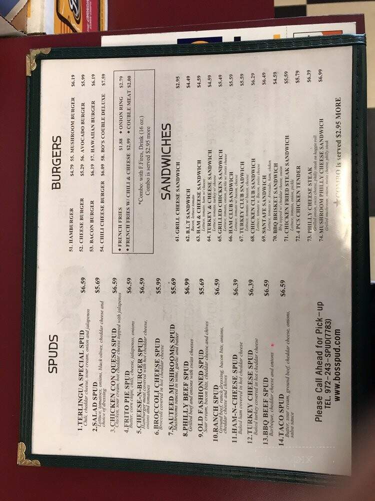 Bo's Subs & Spuds - Dallas, TX menu_pic
