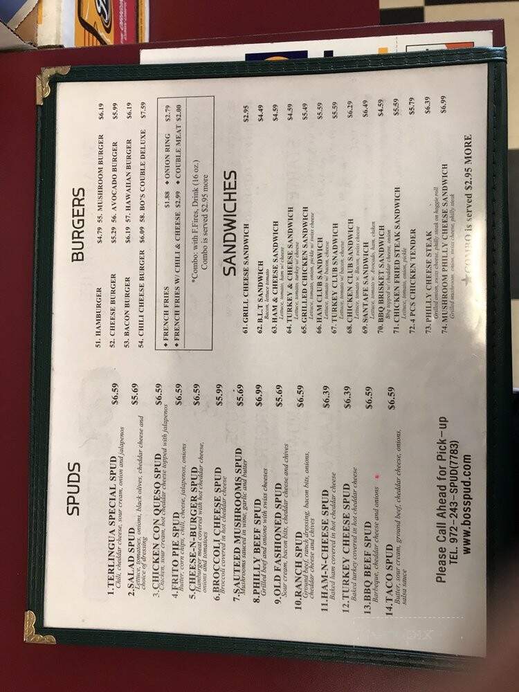 Bo's Subs & Spuds - Dallas, TX menu_pic