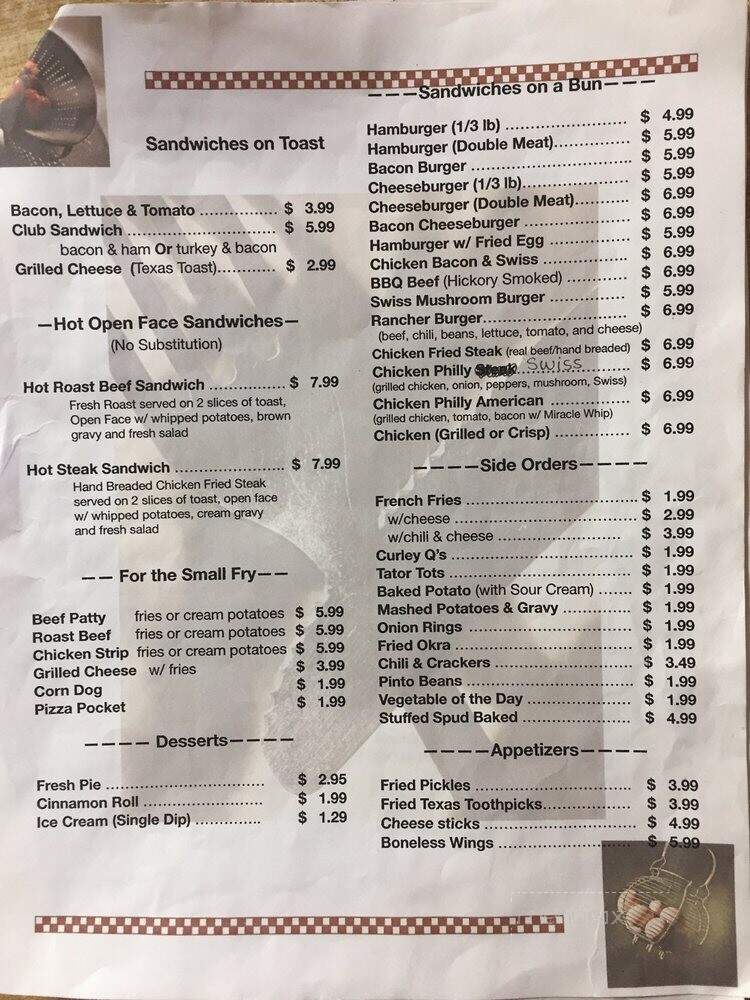 Brandin' Iron Cafe - Coalgate, OK menu_pic