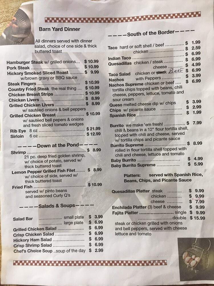 Brandin' Iron Cafe - Coalgate, OK menu_pic