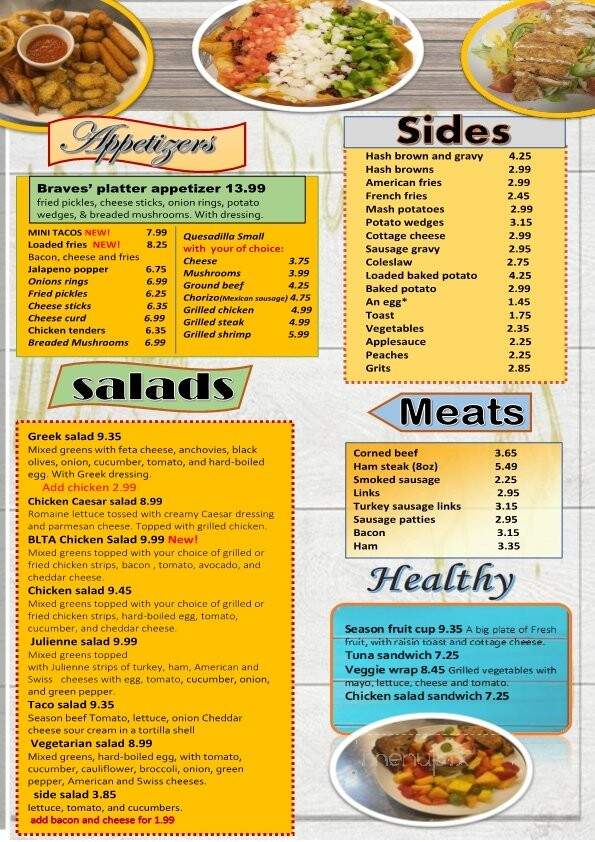 Braves Breakfast and Grill Restaurant - Wabash, IN menu_pic