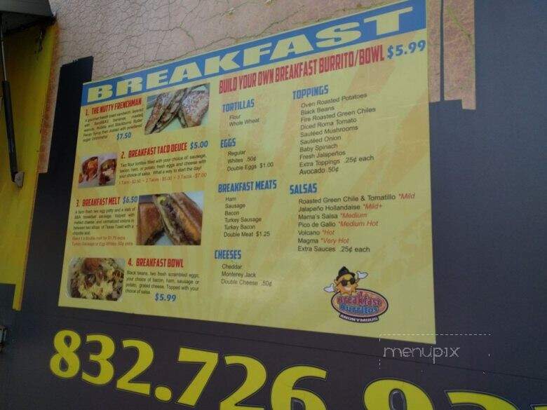 Breakfast Burritos Anonymous - Dallas, TX menu_pic