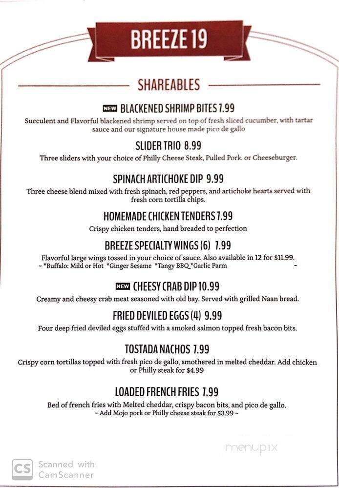 Breeze 19 Kitchen Bar - New Port Richey, FL menu_pic