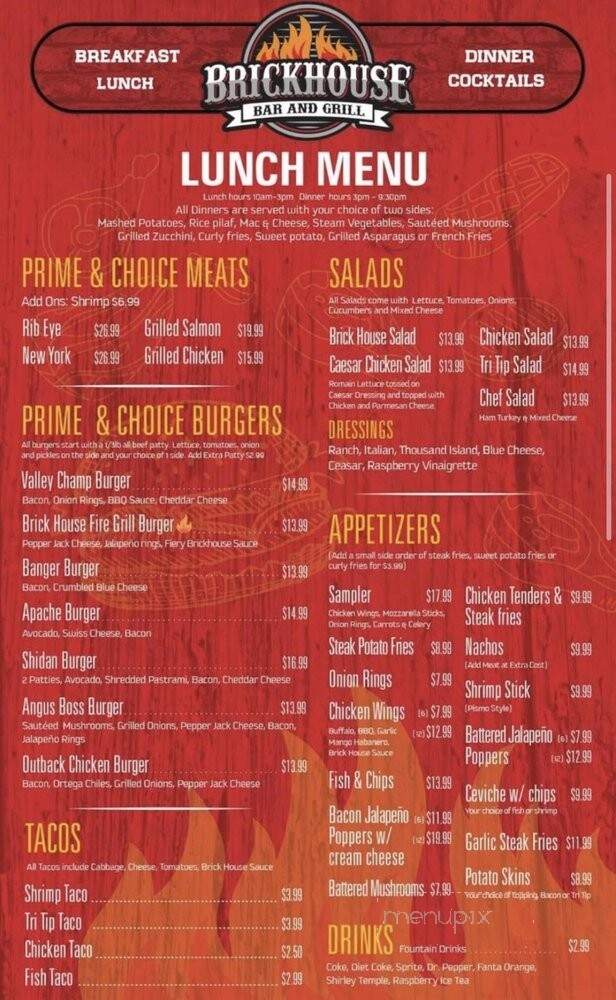 Brick House Bar & Grill - Sanger, CA menu_pic