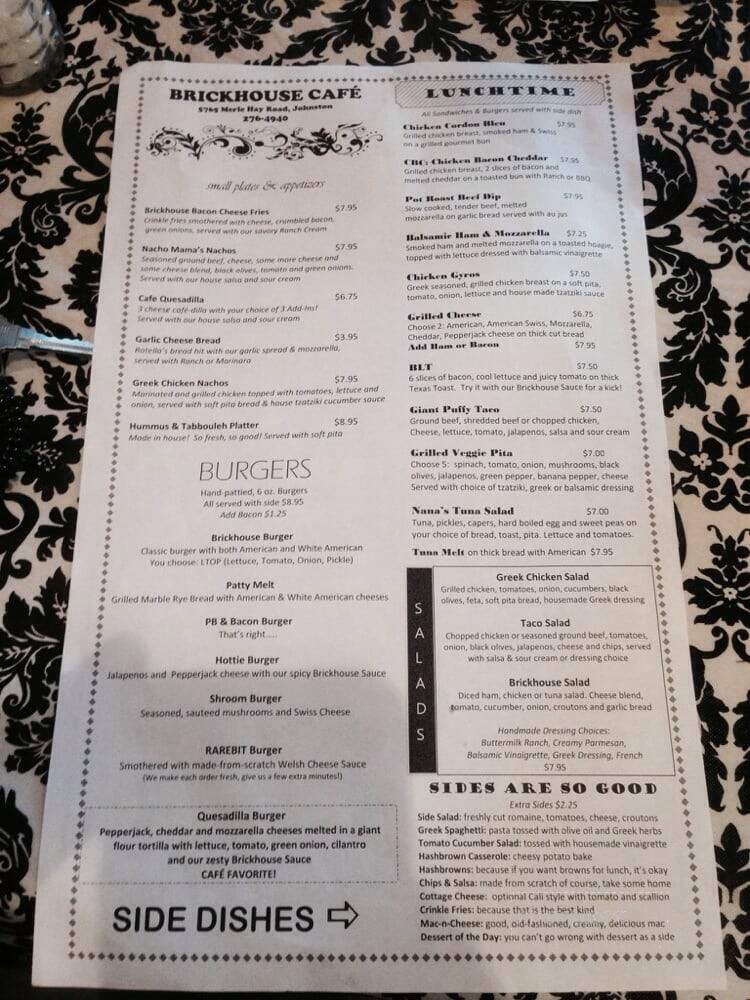 Brick House Cafe - Johnston, IA menu_pic