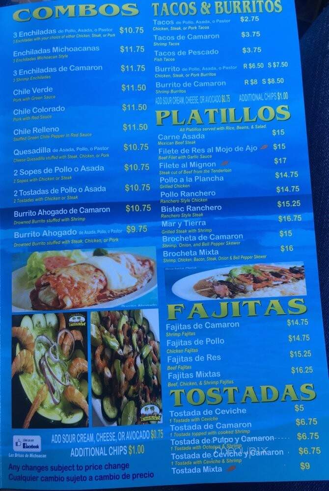 Briasas Demichoacan - Patterson, CA menu_pic