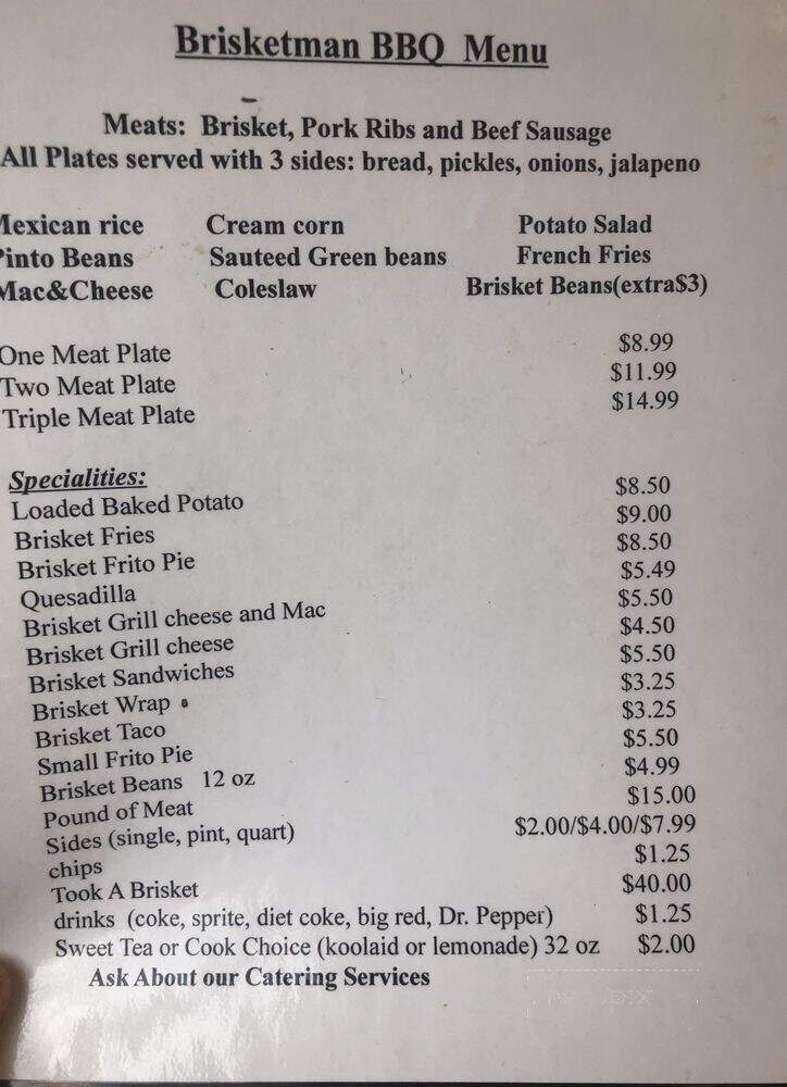 Brisketman BBQ - Pearsall, TX menu_pic