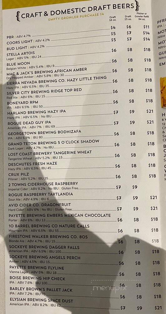 Broadway on the Rocks - Boise, ID menu_pic