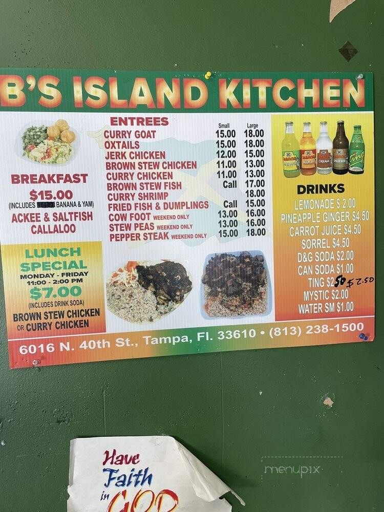 B's Island Kitchen - Tampa, FL menu_pic