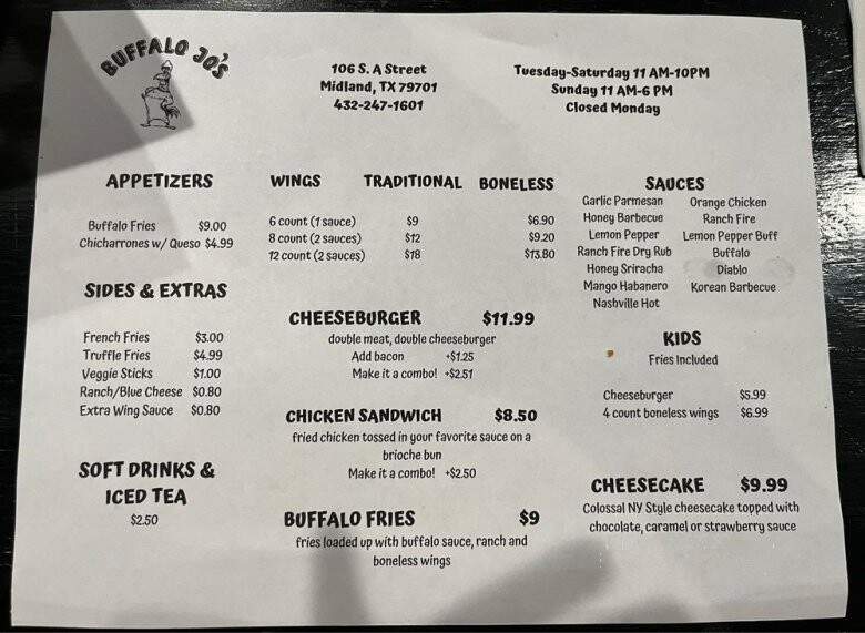 Buffalo Jo's - Midland, TX menu_pic