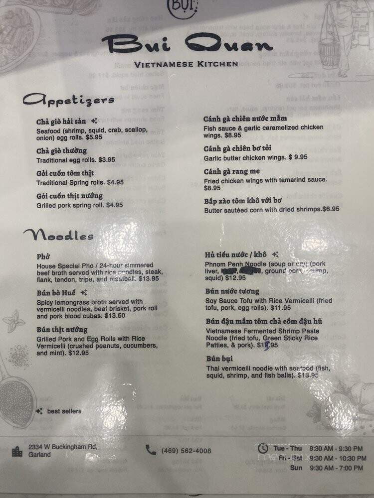 Bui Quan Kitchen - Garland, TX menu_pic