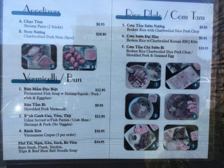 Bun Mam Cay Dua - Rosemead, CA menu_pic