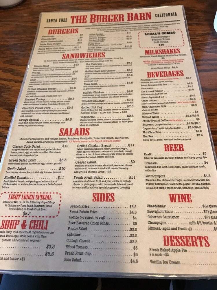 Burger Barn - Coquille, OR menu_pic