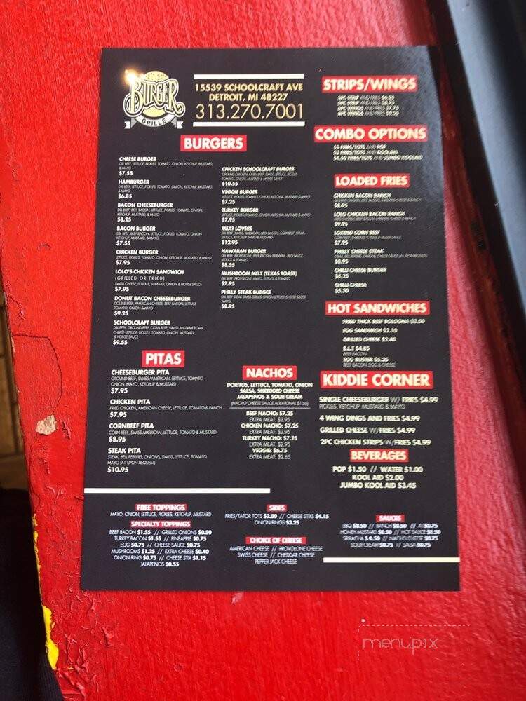 Burger Grille - Detroit, MI menu_pic
