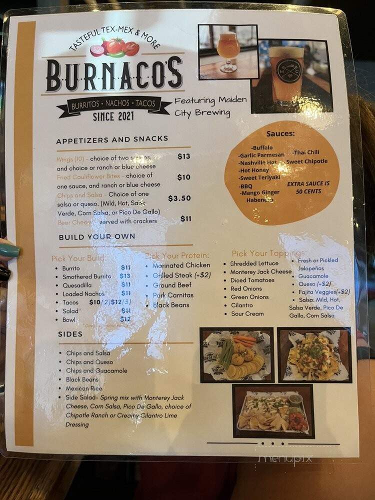 Burnaco's Ft. Maiden City Brewing - Lexington, KY menu_pic