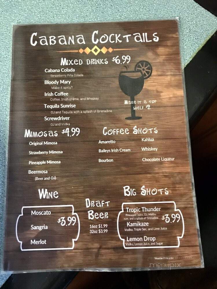 Cabana Pancake House - Mooresville, IN menu_pic