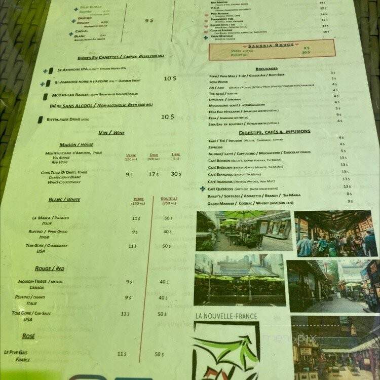 Cafe Terrasse - Montreal, QC menu_pic