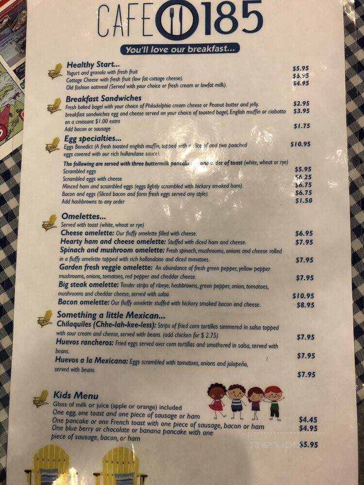 Cafe 185 - Lake George, NY menu_pic